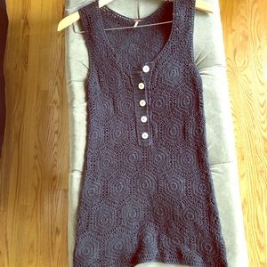 Free People Vintage Style Navy Crochet Top